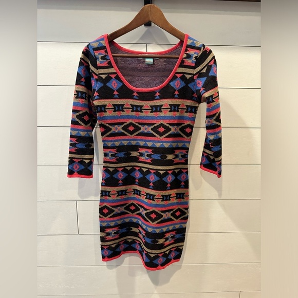 Anthropologie Flying Tomato Aztec Sweater Dress- size Small - Picture 1 of 4